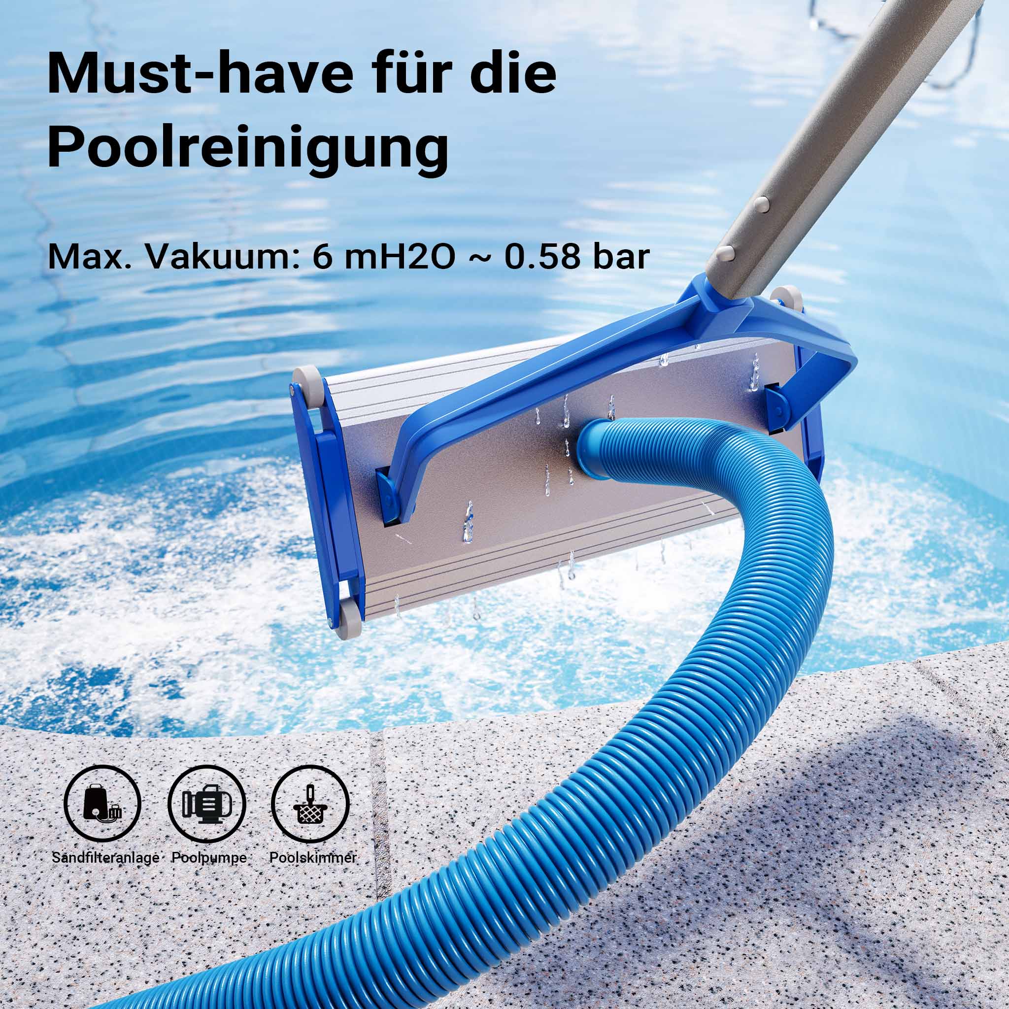 Tubo per piscina blu, 12 m ø 38 mm, sezionabile ogni 1,5 m, galleggiante, in resina 190 g/m Made in EU