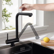 Vasca cucina rubinetto nero lucido - miscelatore flessibile - 360° girevole - acciaio inossidabile