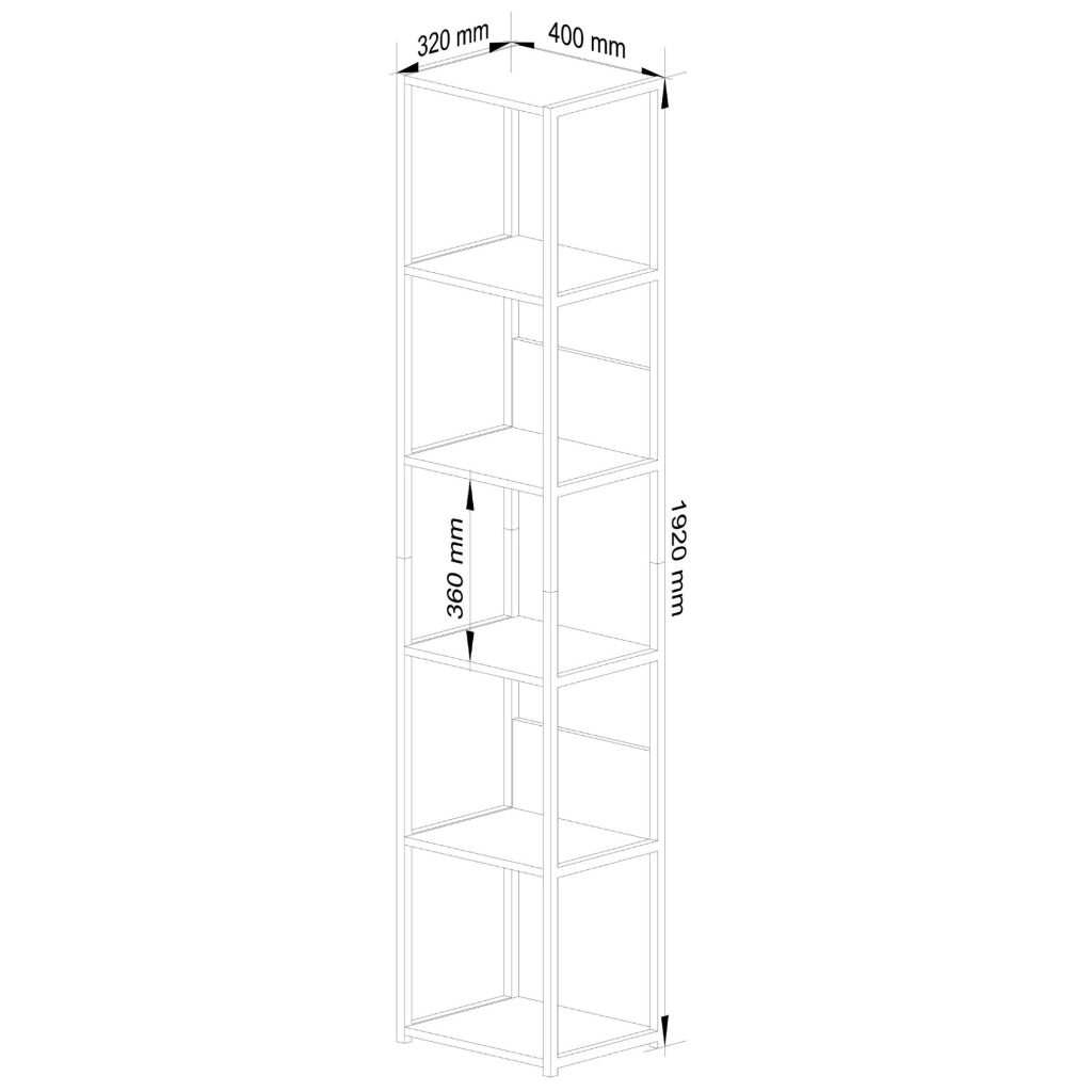 Scaffale stilo loft con ripiani in legno 40 cm Bianca 40 cm inserto frontale Grigio 40x32x192 cm