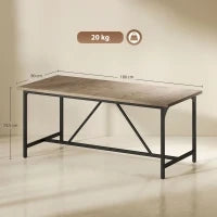 Tavolo da pranzo rettangolare in legno massello, 180x80x75.5cm, Legno