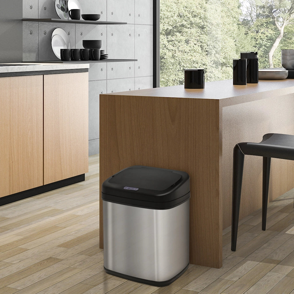 Cestino 20L con Apertura Automatica a Infrarossi e Secchio Interno Estraibile ¨C Zephmum ¨C Argento e Nero 33x25x42.5 cm