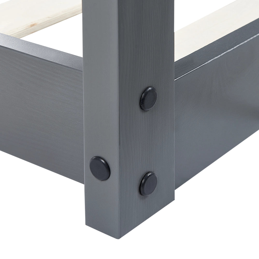 Letto a casetta per bambini in legno di pino grigio UE misura singola 90 x 200 cm con telaio a doghe letto per bambini piccoli
