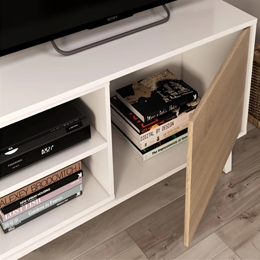 Parete Attrezzata ZAIKEN 180x41x51 cm - Mobile TV Bianco Rovere