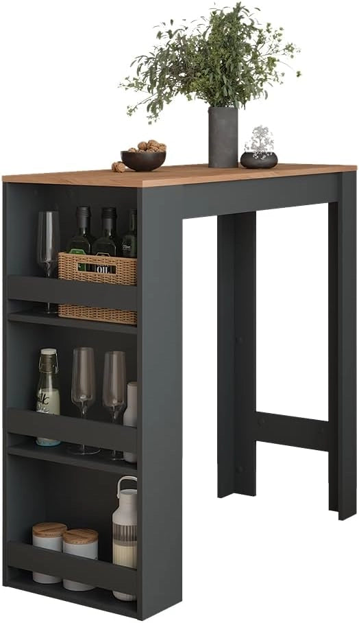 Tavolo da bar Repose, Quercia dorata/antracite, 45 x 110 cm