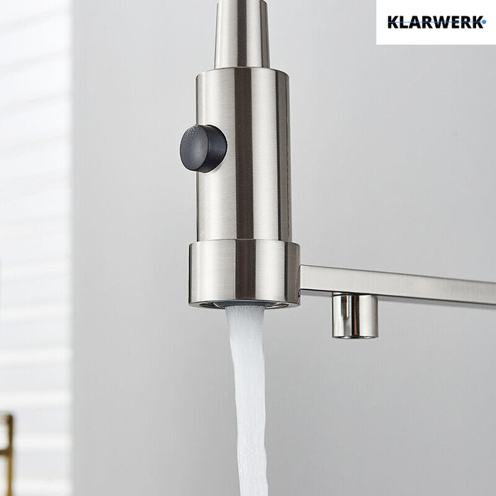 Bernd | Rubinetto da cucina a osmosi a molla a 3 vie argento Rubinetto con filtro in acciaio inossidabile spazzolato | Miscelatore da ristorante