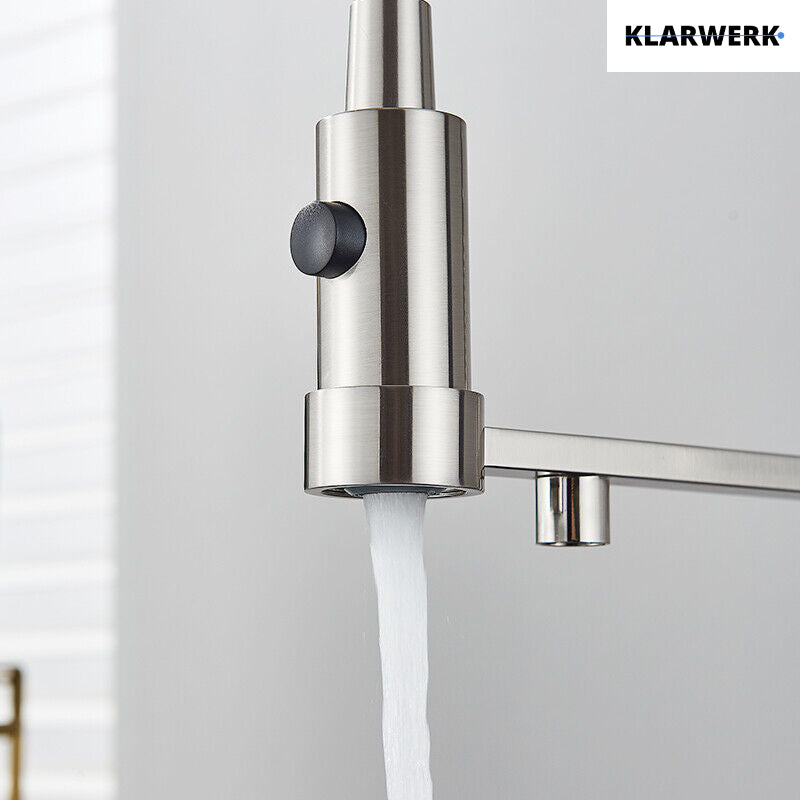 Bernd | Rubinetto da cucina a osmosi a molla a 3 vie argento Rubinetto con filtro in acciaio inossidabile spazzolato | Miscelatore da ristorante