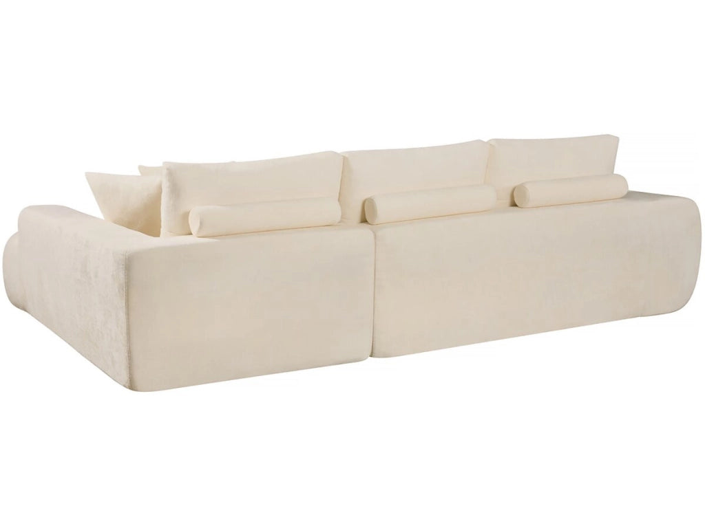Divano angolare destro "Sidonie" in tessuto a bolle - 4 posti - Beige