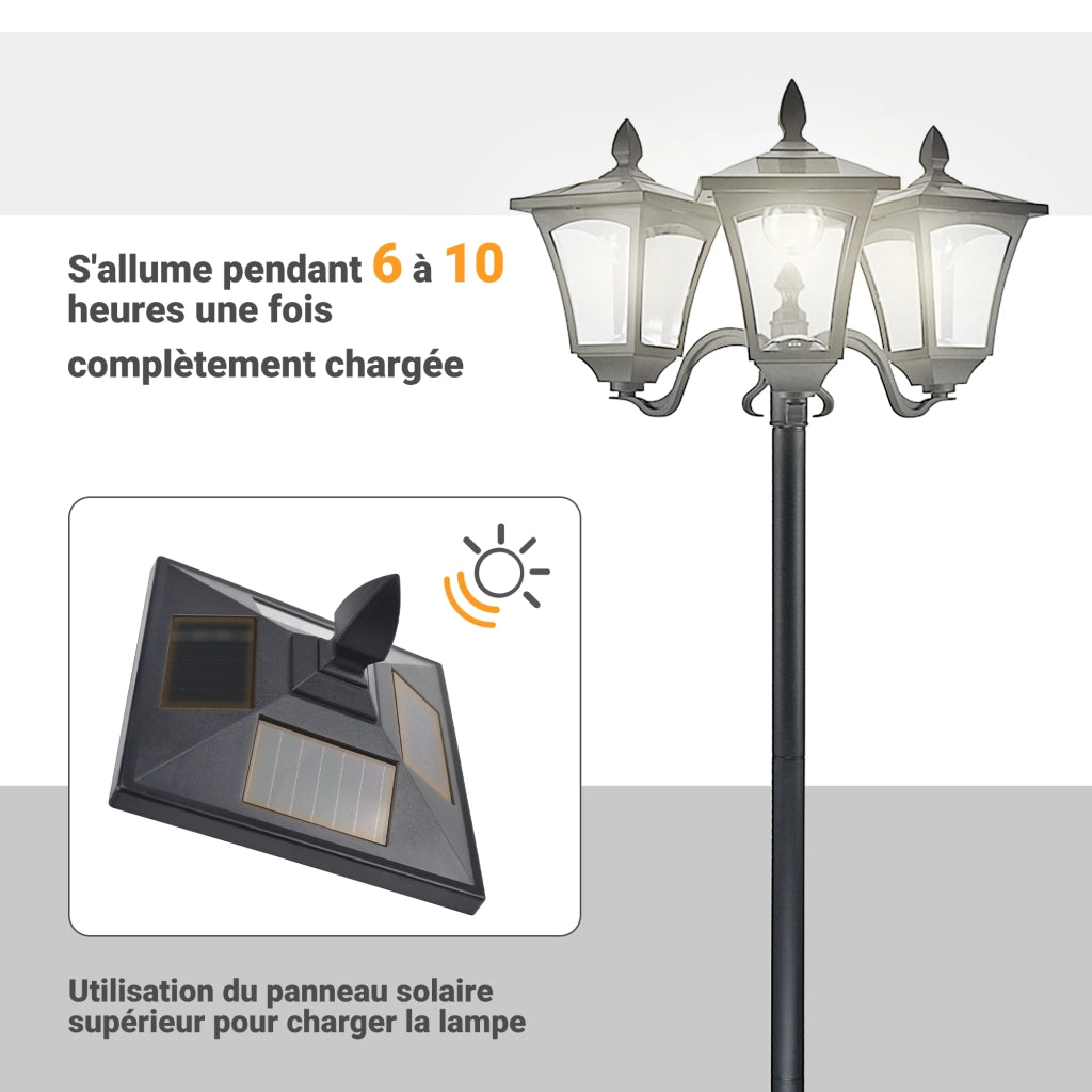Lampada da giardino a LED solare 3 luci ¨C zephmum ¨C H182.5 cm IP44