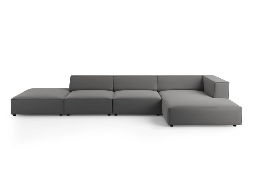 Cosmopolitan Design - Divano angolare destro "Arendal" 5 posti in velluto cemento 