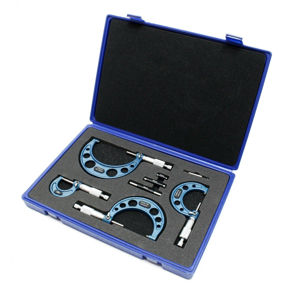 Set micrometro 0-100mm 4 calibri precisione di misura 0,01 mm utensile 16_0002253