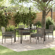 Set da Pranzo per Giardino con cuscino 5 pcs Grigio polyrattan
