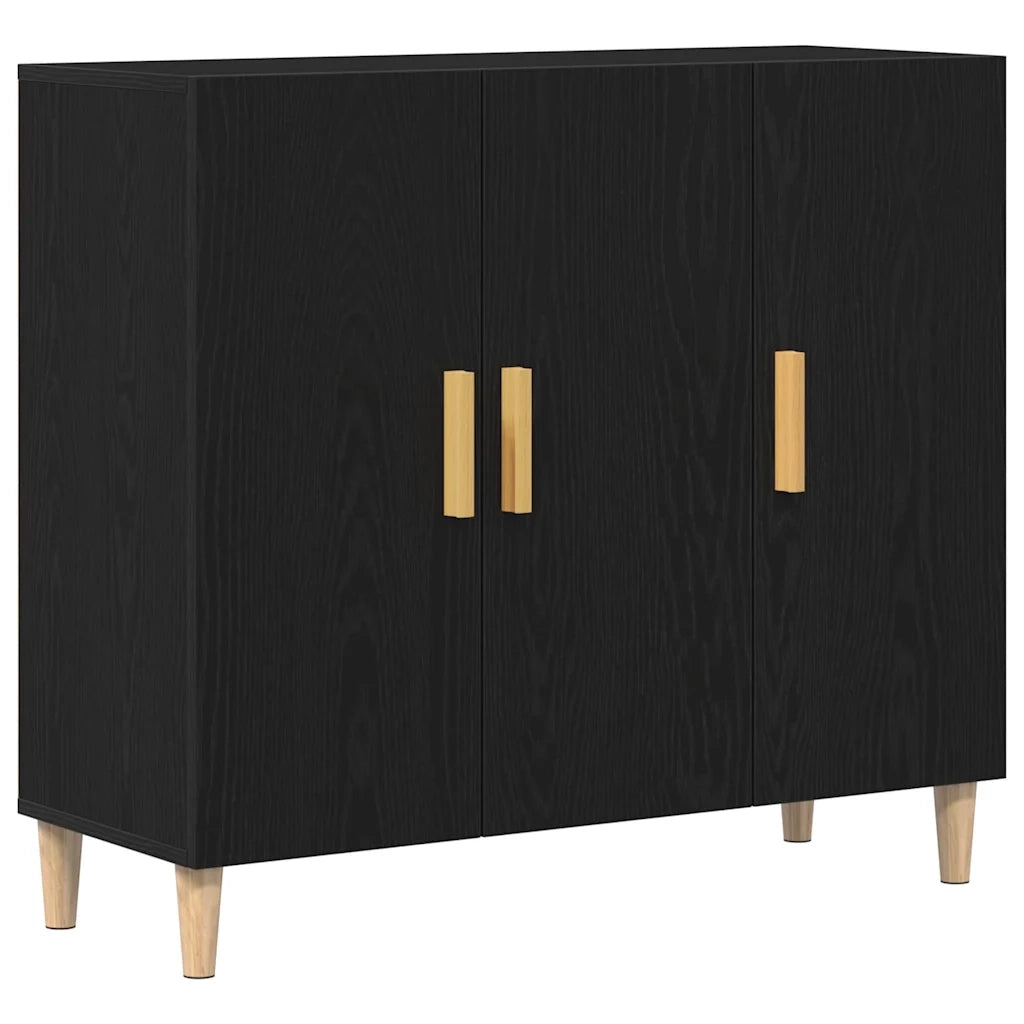Credenza Rovere Nero 90 x 34 x 80 cm Legno ingegnerizzato 862761