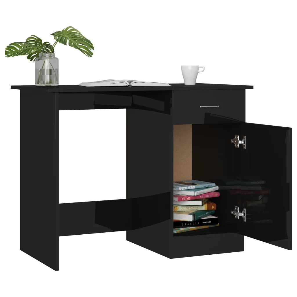 Scrivania Nero Lucido 100x50x76 cm in Truciolato cod mxl 58056