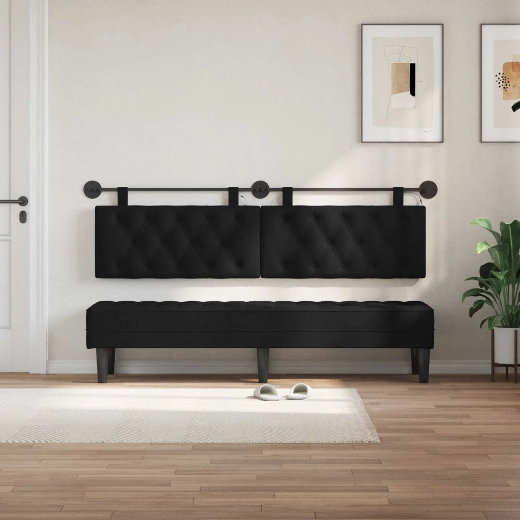 Testiera sospesa Con luce LED Nero Tessuto