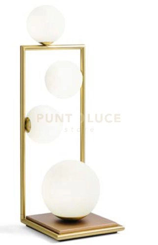 BUBLE LAMPADA DA TAVOLO 4 SFERE ORO SPAZZOLATO PARTICOLARI BRONZO ATTACCO G9 DIMMERABILE