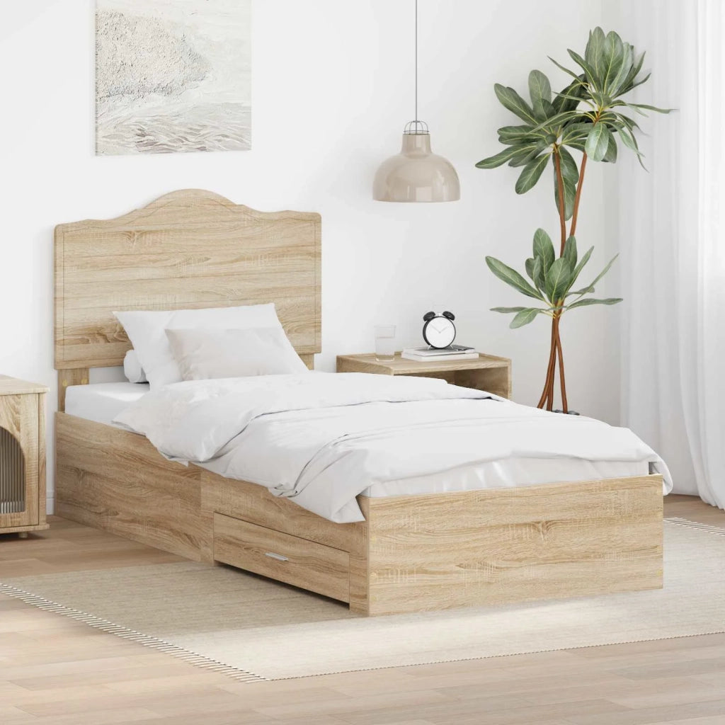 Struttura del letto con testiera Rovere Sonoma 100 x 200 cm 3413641