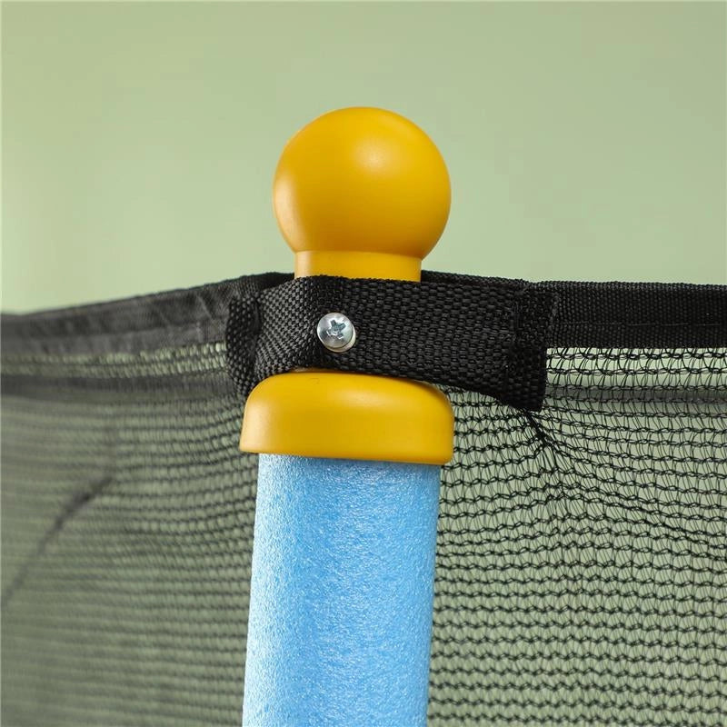 TAPPETO ELASTICO PER BAMBINI CON RETE DI SICUREZZA E PALI IMBOTTITI ETÀ 3-10 ANNI Ø 140 X 190 CM BLU
