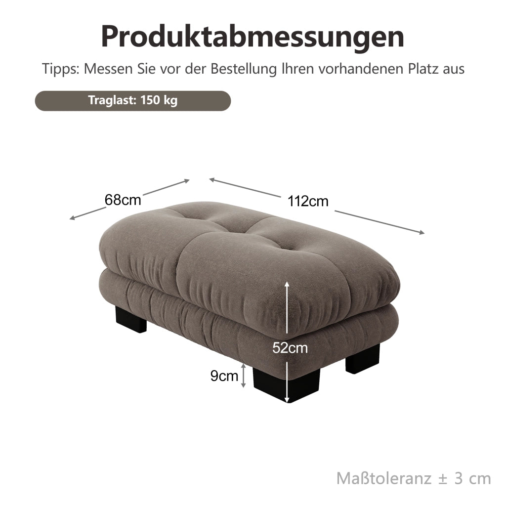 POUF in tessuto Chenille marrone, design arrotondato, 1 pezzo