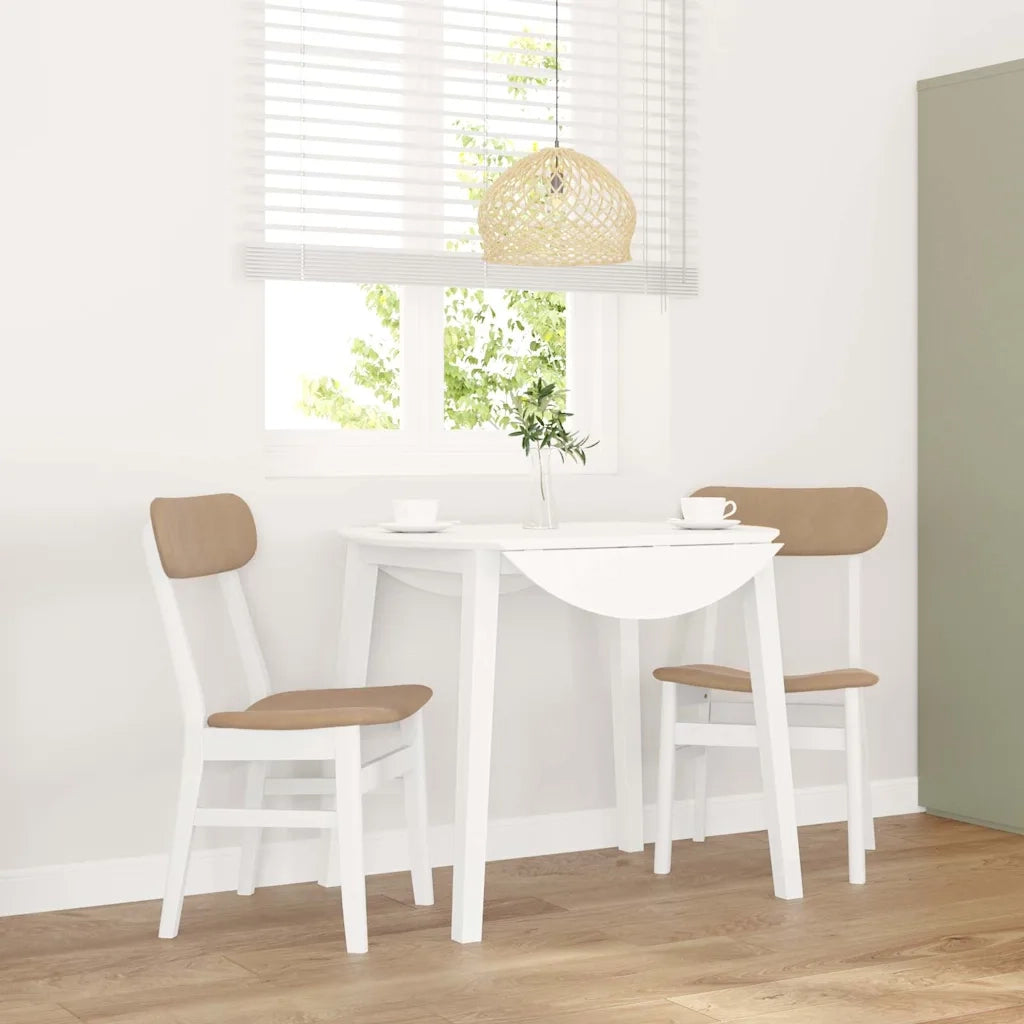 Sedie da Pranzo con Cuscini 2 pz Bianco Legno Massello di Hevea