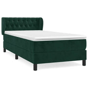 Letto singolo | Letto per adulti | Giroletto a Molle con Materasso Verde Scuro 90x190 cm Velluto