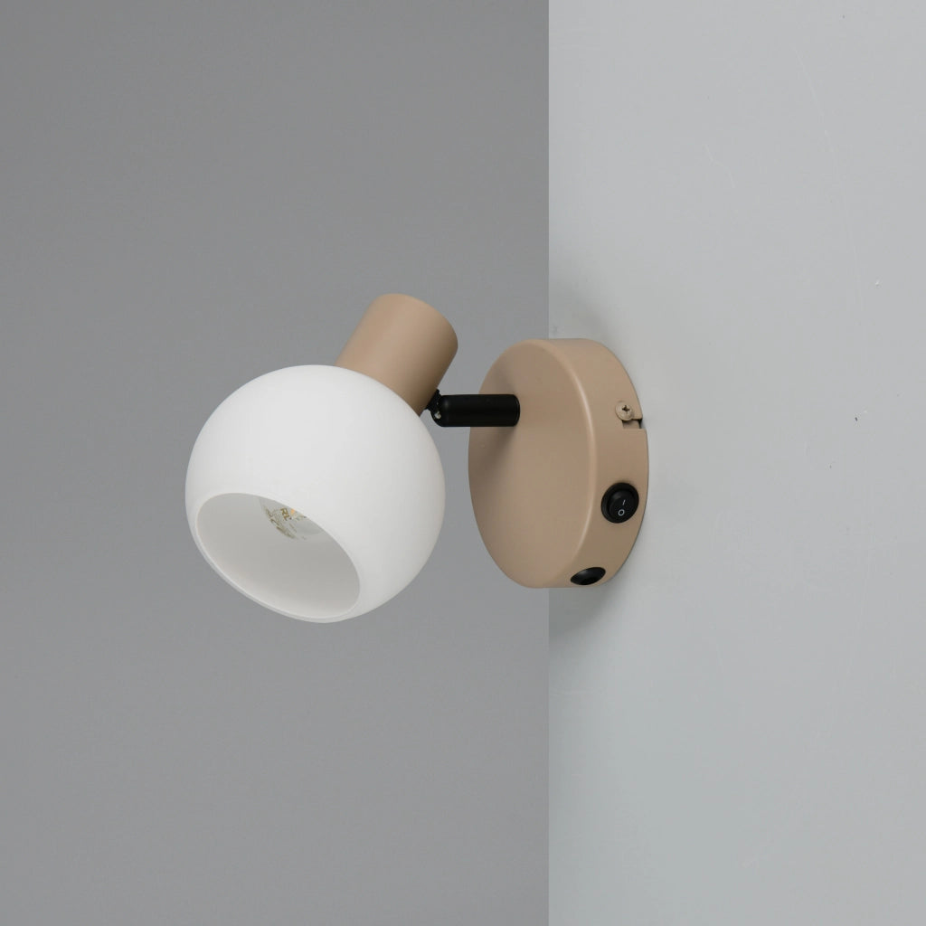 SPOT E14 BOBA H14CM BEIGE/VETRO BIANCO