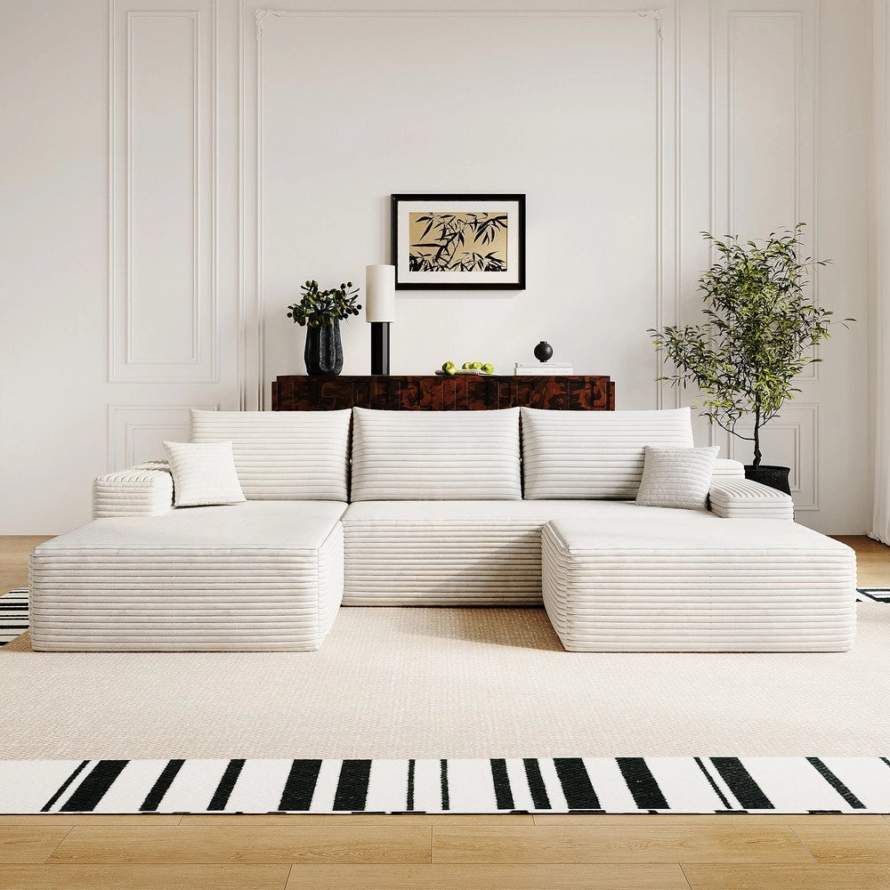 Divano angolare con Chaise Longue ¨C Minimal ¨C Bianco velluto 270cm