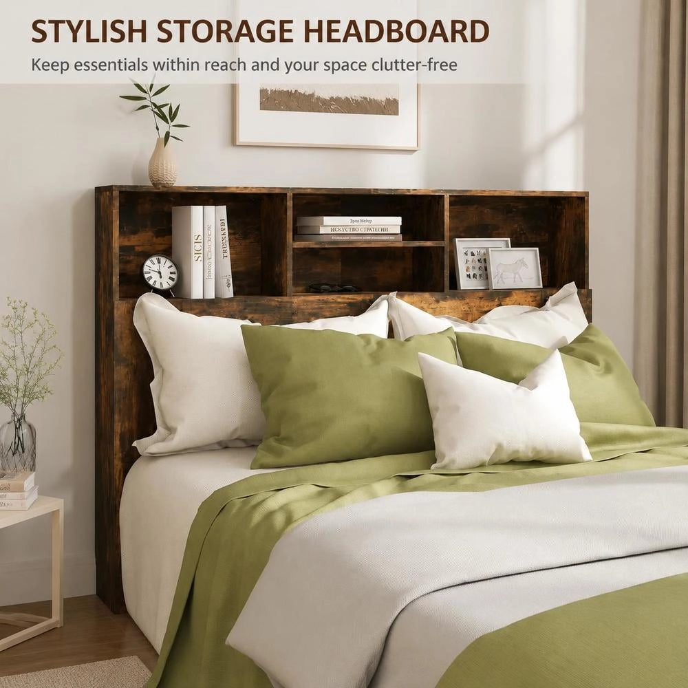 Headboard With Shelves, Smoked Oak, 140x19x103.5 Cm