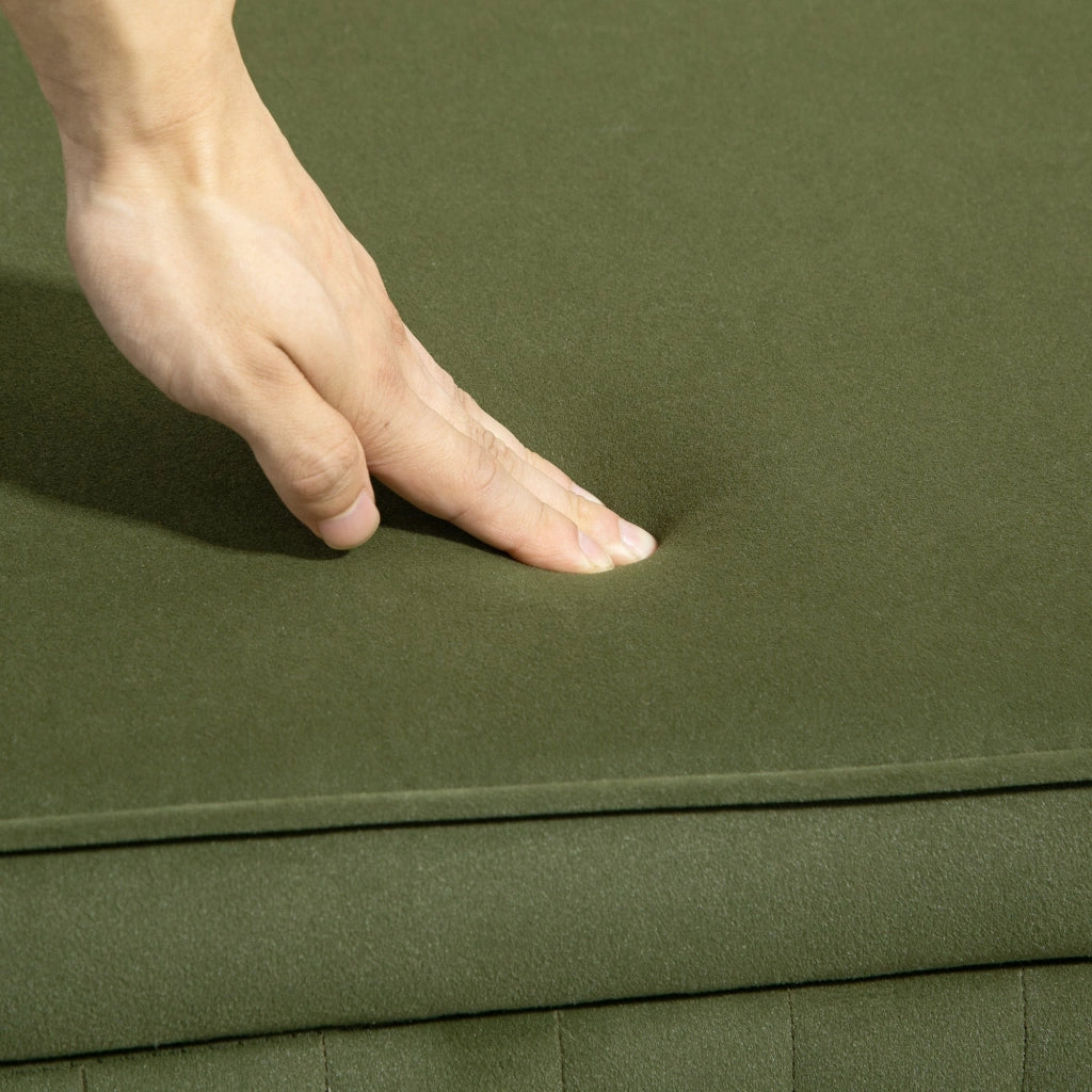 Panca Contenitore Ovale 108x44x43,5 cm da 72L in Tessuto Effetto Velluto Verde