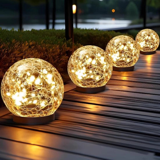 Lampade Solari Acquaprose Outdoor - Lampade da Terra Frantumate per Decorazione Giardino - Illuminazione Esterna e Interna per Giardino e Terrazza - Accessorio di Illuminazione Energeticamente Sostenibile - Consegna in 4 pezzi