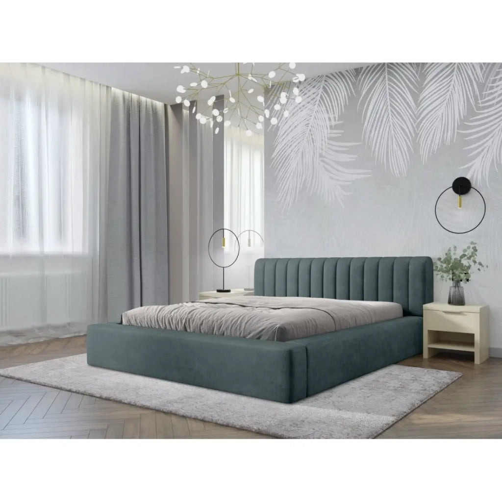 Lettino CERVIN – Velluto morbido Notte smeraldo – 140x200 cm – Rete sollevabile – Design elegante