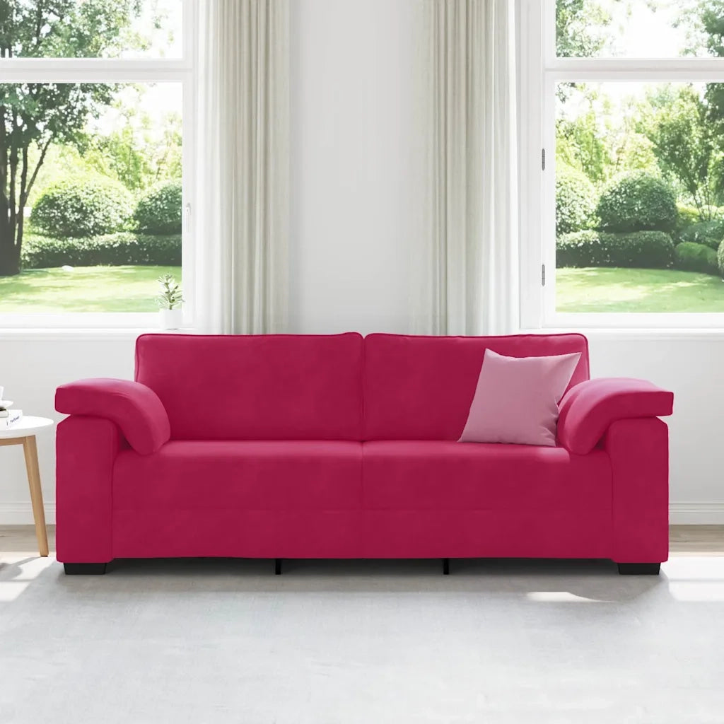 vidaXL Divano a 3 Posti Rosso Vino 178 cm in Velluto