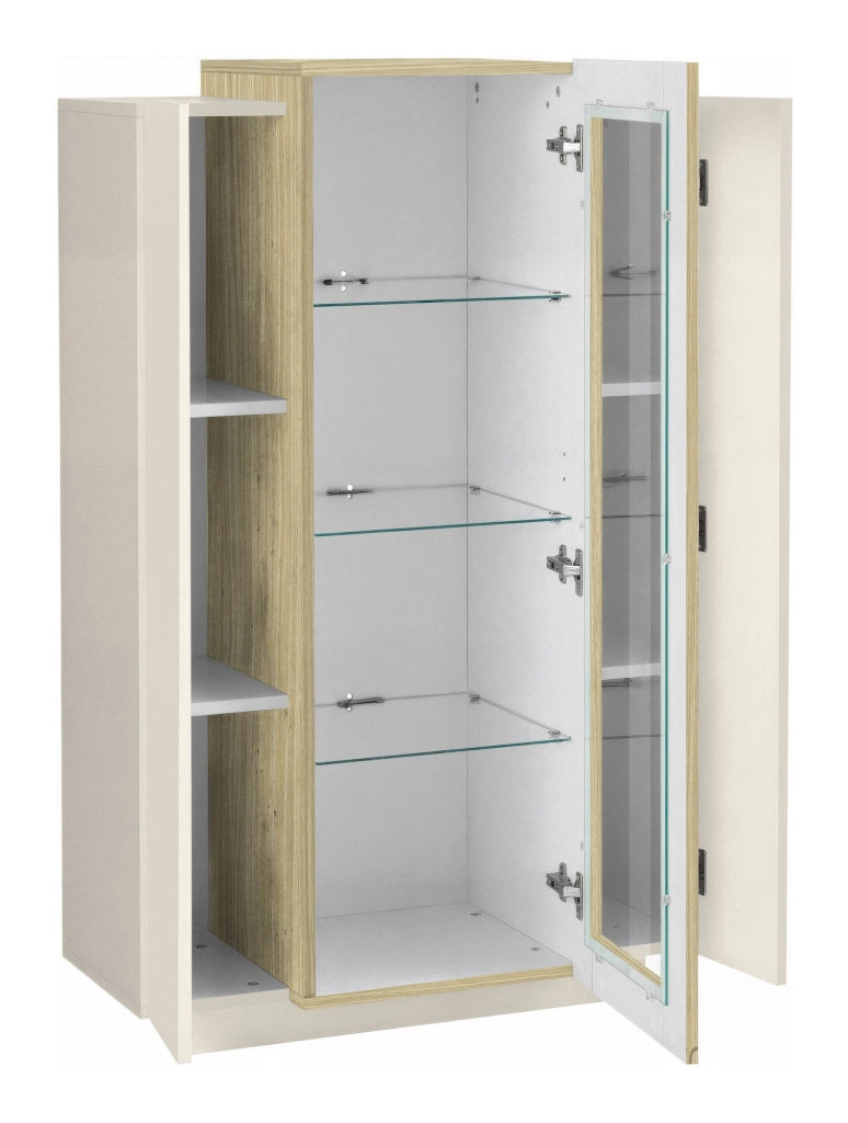 Mobile Espositore Severino, Vetrina 7 Ripiani Made in Italy, 80x38x120.5h cm Beige