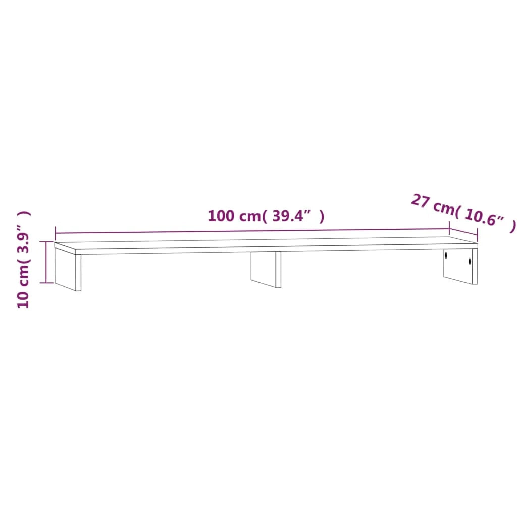 Supporto per monitor 100 x 27 x 10 cm in legno massello di pino 02_0004436
