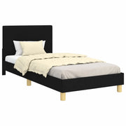 Struttura letto Bambini | Letto Infantile | Lettino con testata Nero 90 x 190 cm Tessuto