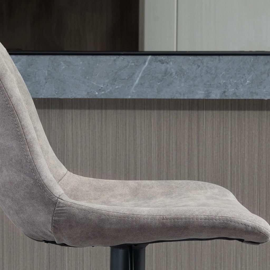EasyComfort Sgabelli Alti da Bar con Schienale e Poggiapiedi, Set 2 Base Rotonda in Metallo e Altezza Regolabile, in Microfibra, Grigio