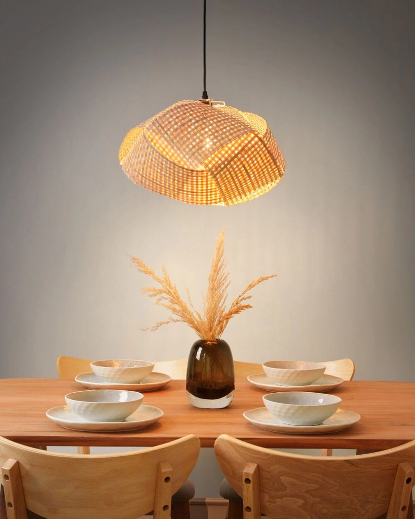 Lampada a sospensione in bambù intrecciato Luce naturale stile contemporaneo