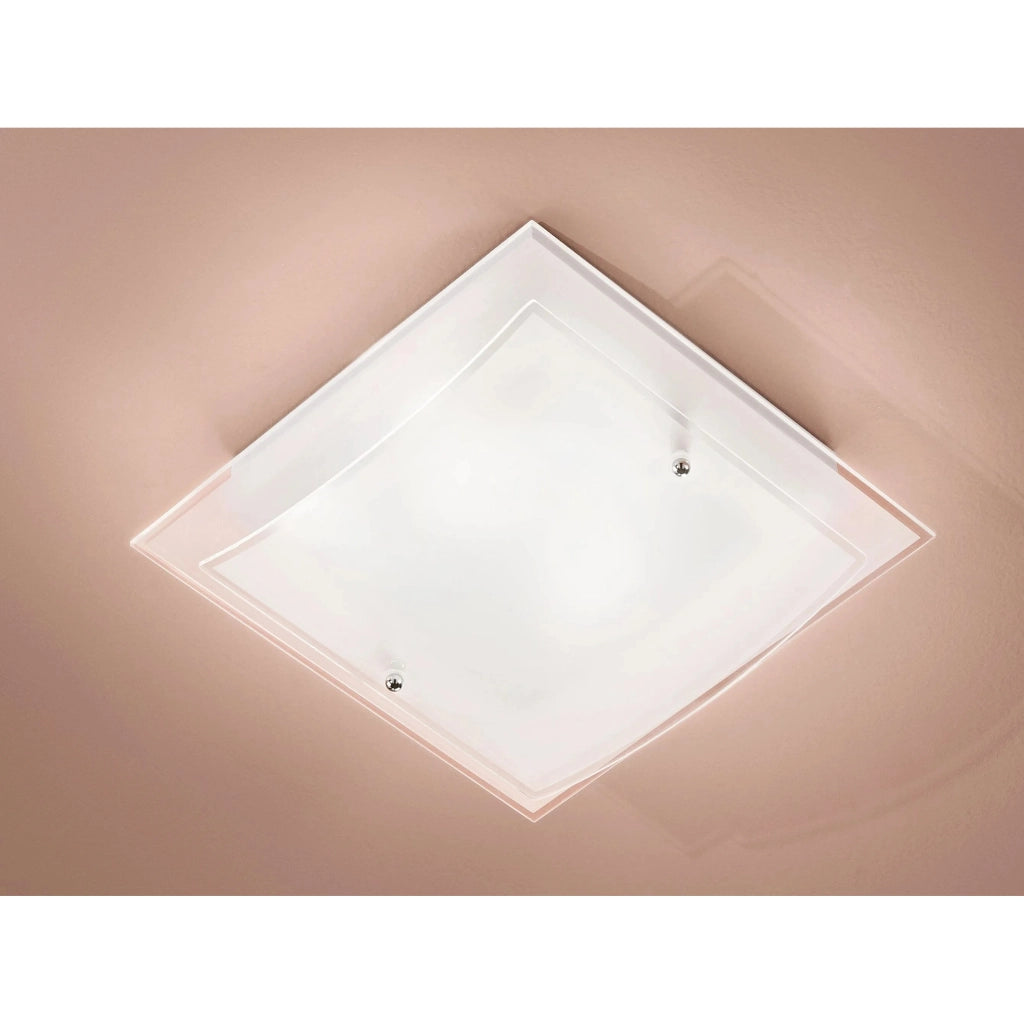 PLAFONIERA DRITTA-CURVA 2XE27 30X30XH11CM BIANCA