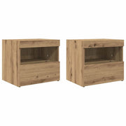 Set di 2 Comodini | Armadio da Notte | Mobiletto da notte Rovere artigianale 50 x 40 x 45 cm
