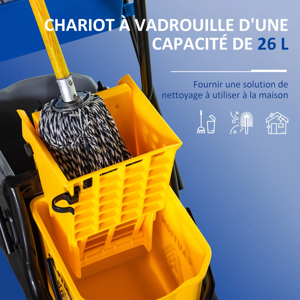 Carrello per pulizia con cestino e secchio 26 L ¨C zephmum ¨C 78x45x95 cm giallo