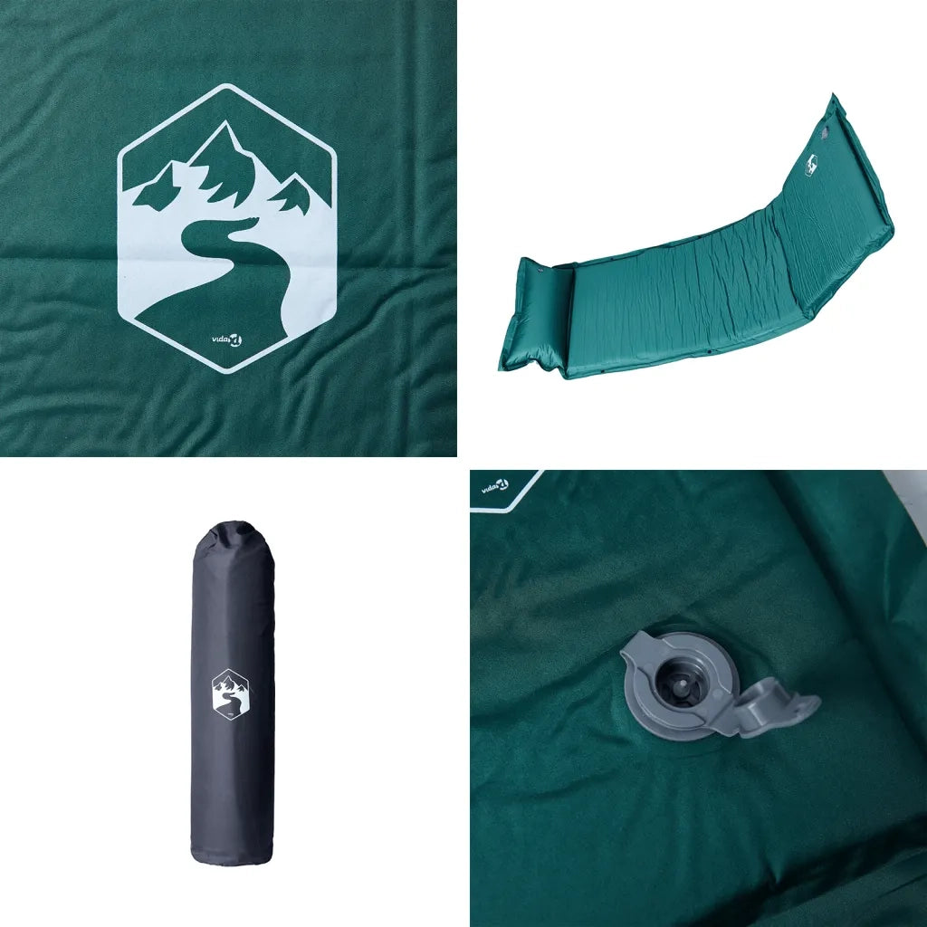 Materasso Campeggio Autogonfiabile con Cuscini 1 Persona Verde CFW2838334