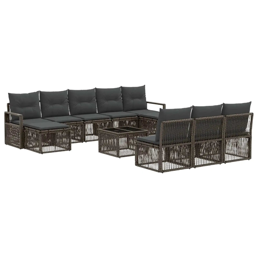 Set Divano da Giardino 11 pcs Grigio polyrattan