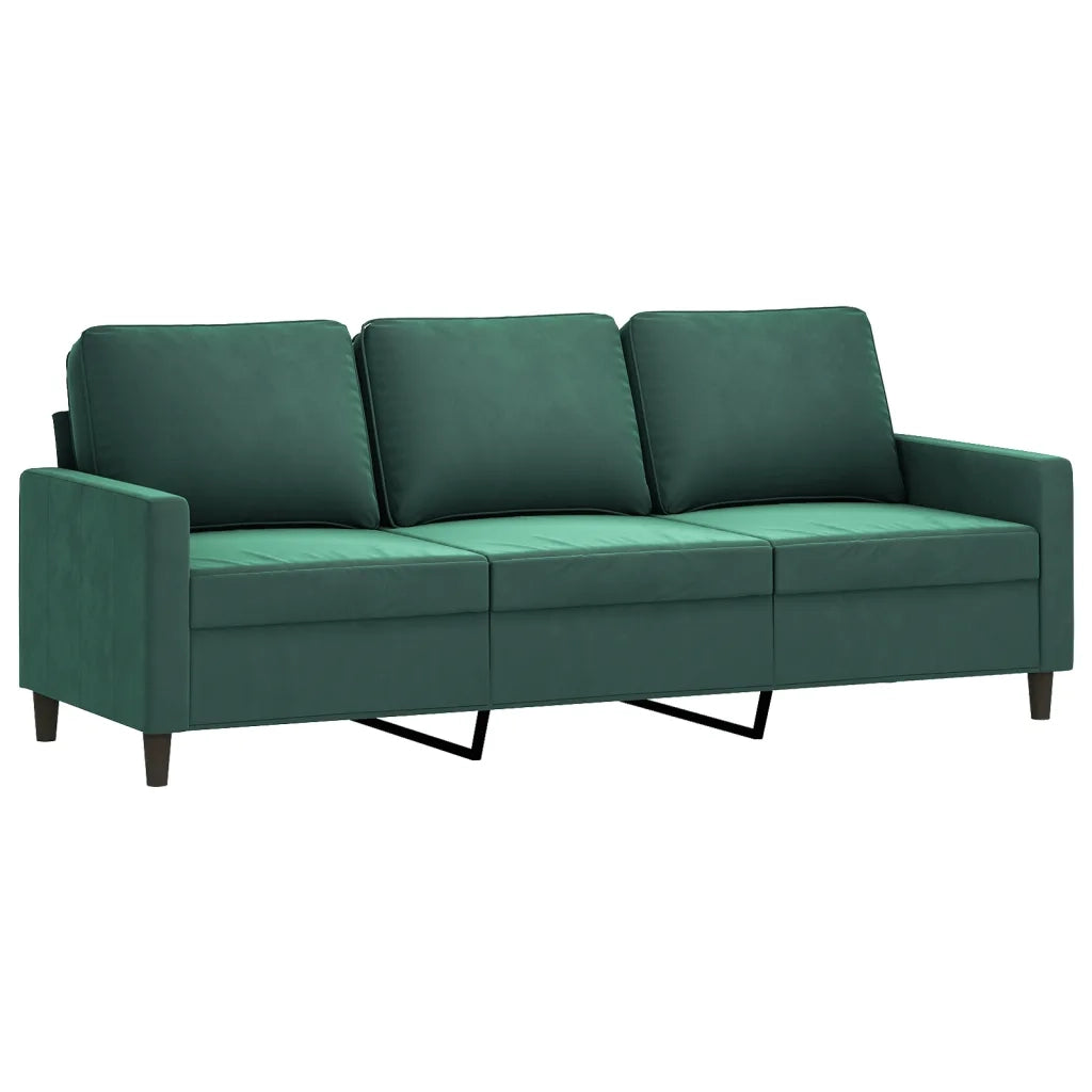 Set di Divani 4 pz con Cuscini Verde Scuro in Velluto