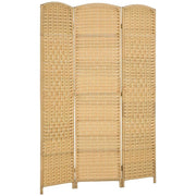 PARAVENTO A 3 ANTE PIEGHEVOLE PER INTERNI AUTOPORTANTE E INTRECCIATO 135X180 CM COLOR LEGNO