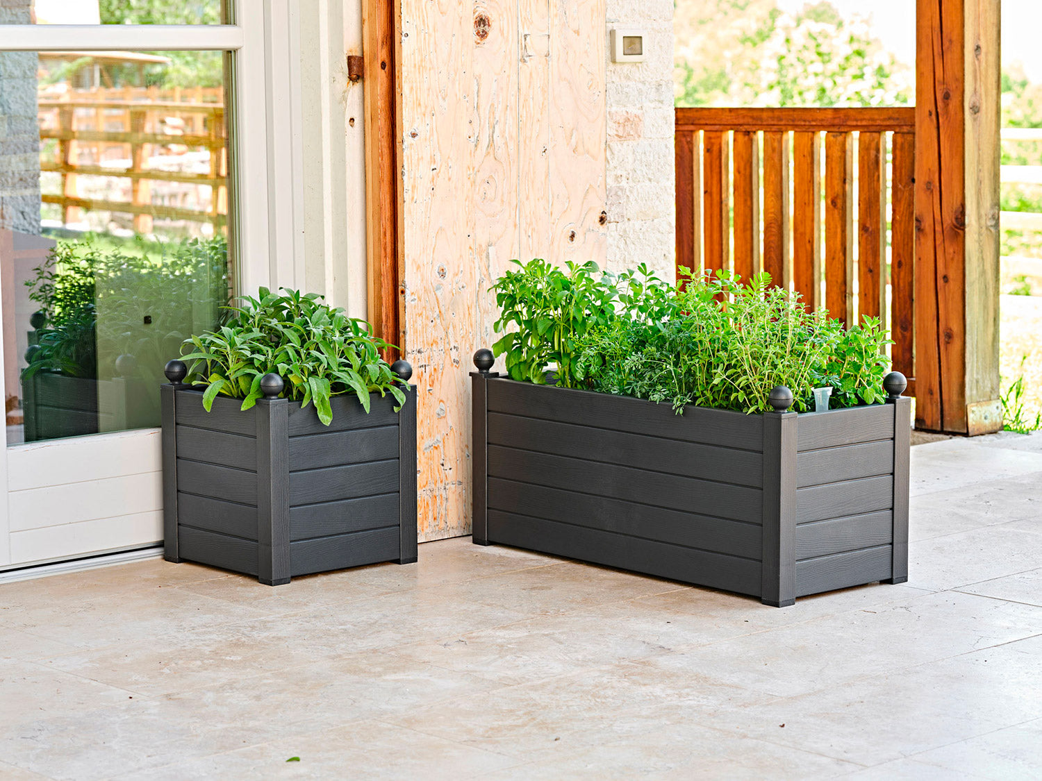 Fioriera da Giardino 42x42x40 cm in Polipropilene Trama 001 Ash Antracite