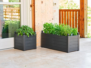 Fioriera da Giardino 42x42x40 cm in Polipropilene Trama 001 Ash Antracite