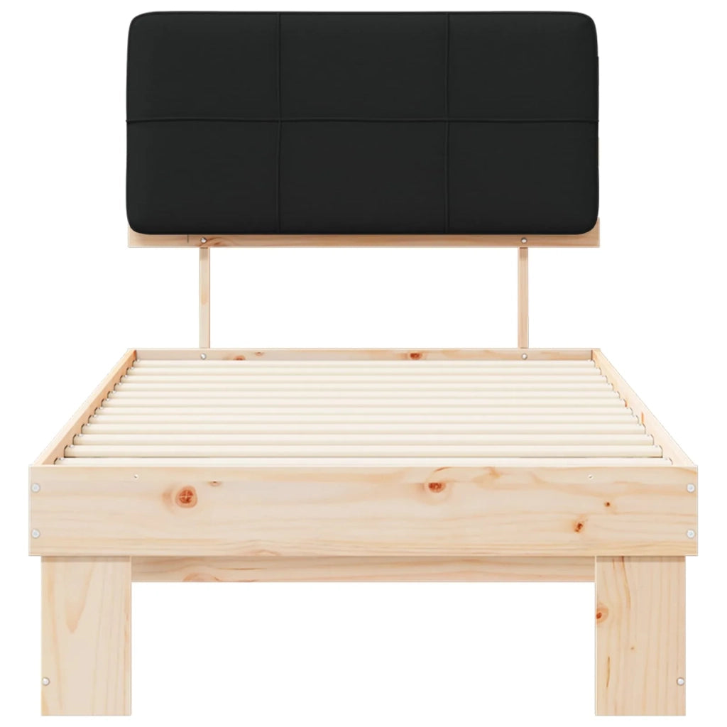Letto con Testiera Rivestita Nero 90 x 190 cm Pino massello 877456