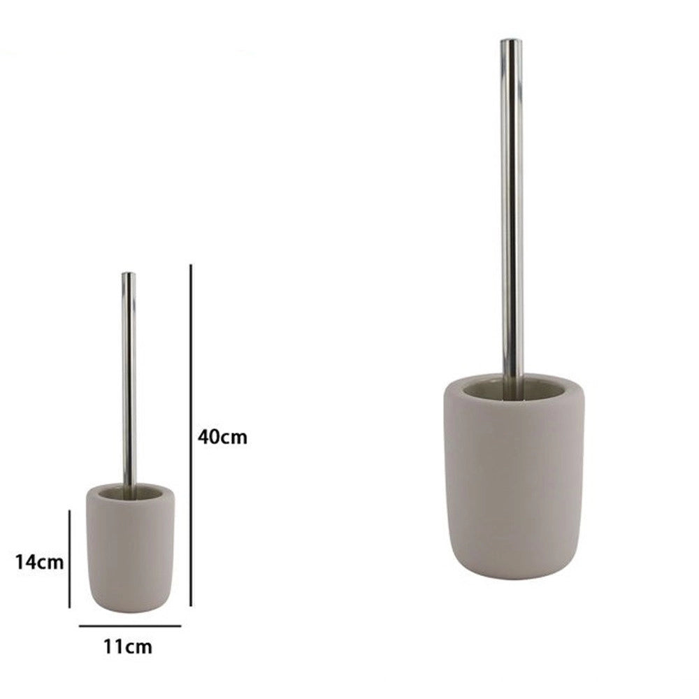 Trade Shop - Porta Scopino Con Scopettino Wc D'appoggio Arredo Accessorio Da Bagno Tortora 87816 -