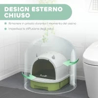 Lettiera per Gatti Chiusa con Vassoio Estraibile, Paletta e Filtro ai Carboni Attivi, Multicolore