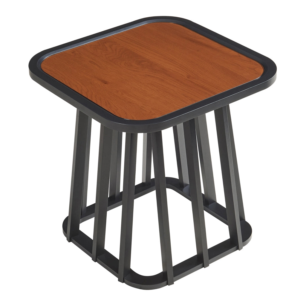 Tavolino Quadrato Burgess da Salotto 51x51x51 cm - Nero/Effeto Noce [en.casa]