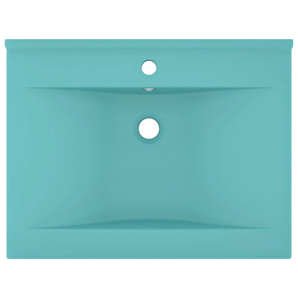 Lavabo con foro per rubinetto lavabo da appoggio lavabo da bagno cucina arredamento per la casa 60 x 46 cm ceramica verde chiaro opaco 02_0002766